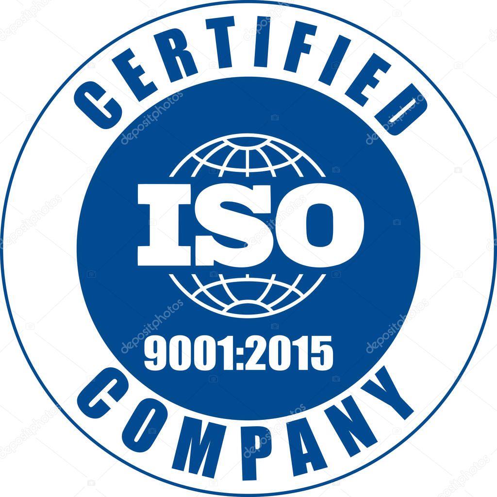 Certified Company Certificate ISO 9001:2015 Blue vector, Quality Certificate