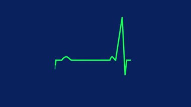 Kalp atışı çizgisi ışığı, kalp atışı EKG monitörü animasyonu, kardiyogram çizgisi, kalp atışı animasyonu, kalp dalgası izleme, nabız şebekesi mavi çizgi