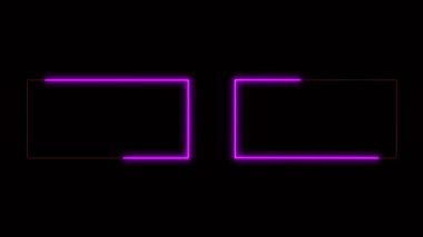 Çift kare neo mor arkaplan, neo sınır işareti, parlak neon şekilli animasyon