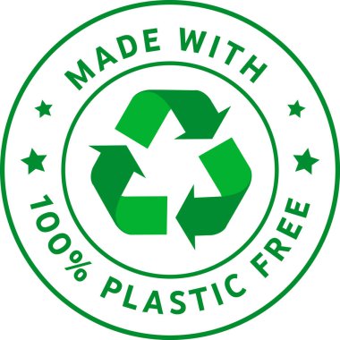 Plastiksiz, geri dönüştürülmüş materyal, geri dönüştürülmüş materyal işareti, geri dönüştürülmüş sembol mührü,% 100 plastik içermeyen, Biyoçözünür simge