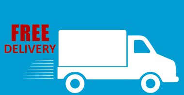 Ücretsiz teslimat kamyonu, ücretsiz teslimat ikonu, teslimat minibüsü, Van kargo kutusu, hızlı ve ücretsiz nakliye, hızlı nakliye