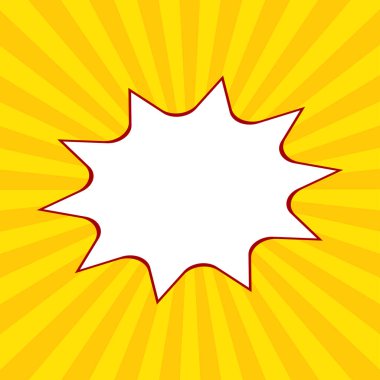 Promo Templete, Yellow Comics Background, Comic Bubble in Pop, turuncu güneş ve beyaz arka plan