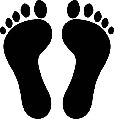 Ayak izi ikonu, çıplak ayak izi sembolü, insan ayak izi ikonu, ayak izi silueti izi