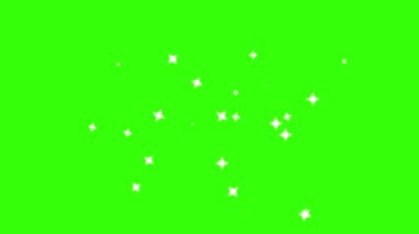 Büyük yıldız parlayan yeşil ekran, yıldızlar parlıyor, parlayan yıldızlar parlıyor, yanıp sönen yıldızlar hareketsiz yeşil ekran