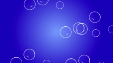 Mavi Arkaplan 'la Düşen Baloncuklar, Düşen Şeffaf Kabarcıklar Yavaş Çekimde Animasyon, Su Baloncukları, Uçan Sabun Baloncukları