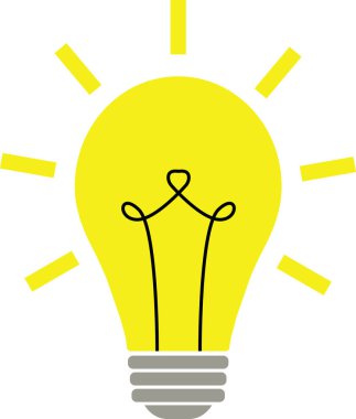 Ampul simgesi Sarı, elektrik lambası, düşünme sembolü, çözüm sembolü, fikir sembolü