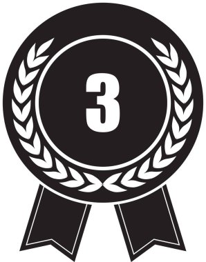 Madalya Vektörü, 3. Ödül siyah, 3. Ödül, 3. Meydan Okuma Ödülü, Madalya Ödülü sahibi, 3.