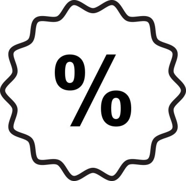 Yüzde sembolü, zig zag çemberindeki yüzde işareti, yüzde etiketi simgesi
