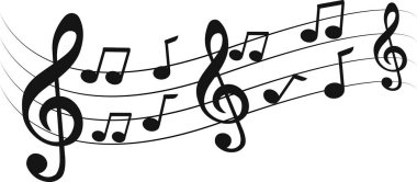 Müzik notaları dalga dalga, eğri müzik işaretleri, ses dalgası çizgisi sembolü, akustik kompozisyon, müzik notası, müzik sesi, müzikal dalgalar