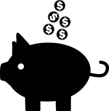 Piggy Bank, Para Kurtarma Bankası, Piggy Bank and Coins, Para Depolama Bankası, Para Mevduat ikonu, Mevduat Para Kutusu