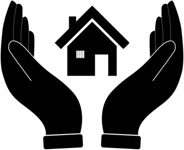 Ev ikonu ile El, satın alma evi, ev kredisi, ev kredisi, el ele tutma, emlak satın alma.