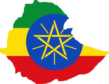 Haritada Etiyopya Bayrağı, Bayrak ile Etiyopya Haritası, Ülke Haritası, Etiyopya Bayrağı, Etiyopya Bayrağı