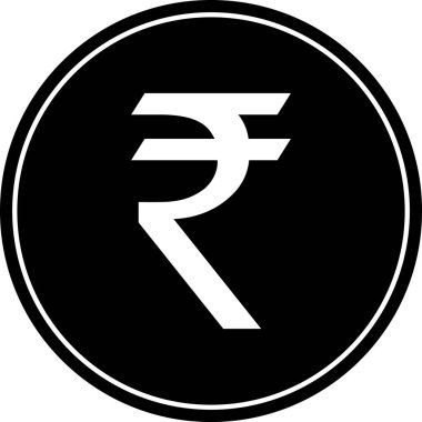 Hindistan Rupisi renk işareti, siyah rupi simgesi, para işareti, siyah rupi sembolü, rupi parası, para simgesi, para simgesi.