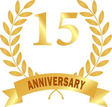 15. yıl dönümü, Altın Yapraklar, Altın Rüyalar, Altın yuvarlak defne yaprakları, Laurel Leave yıldönümü, altın defne, Laurel Leaves şeritli, altın rengi 15. yıl dönümü