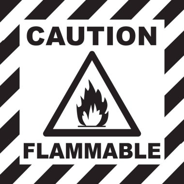 Highly Flammable sign Black, warning sign flammable, Flammable Symbol, flammable label, warning sign flame Black clipart