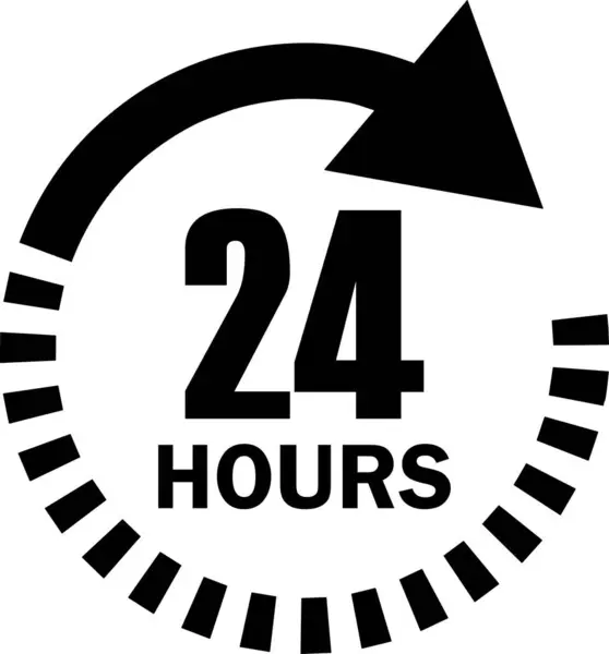 24 Saat Sipariş ve Servis, Zaman Yönetimi Simgesi, 24 Saat simgesi, 24 saat işareti