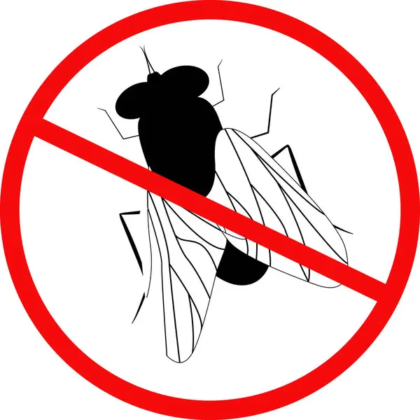 stock vector No Housefly Insect icon, stop domestic fly insects, Stop house insect