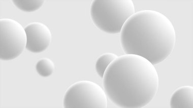 Taşak Döngüsü Arkaplan, Beyaz Toplar Grubu, uçan yuvarlak top, yüzen beyaz toplar, soyut beyaz küreler