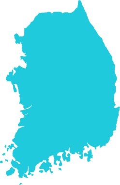 Güney Kore MAP Mavi, Ülke Haritası, Güney Kore Sınır Haritası, Güney Kore Sınır Çizgisi, Coğrafi Harita