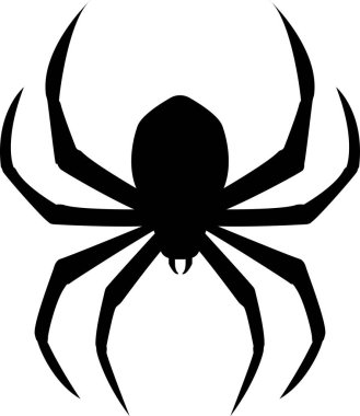 Örümcek ikonu vektörü, Örümcek silueti, Cadılar Bayramı ikonu, Ürkütücü Örümcek Çizimi