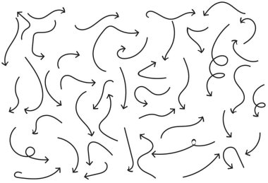 Ok Koleksiyon simgesi, el çizilmiş ok kümesi, el çizilmiş ok tasarımı, basit ok çizgileri koleksiyonu