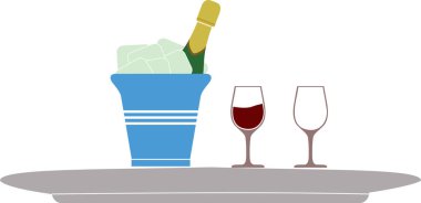 Buzlu şarap, bir şişe şampanya, buz kovası, kokteyle buz küpü şarabı, Win drink servis