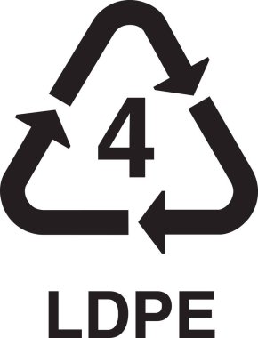 Geri dönüşüm sembolleri, plastik ürünler işareti, Geri Dönüşüm İşareti, Geri Dönüşüm Sembolü, Plastik Kalite Sembolü, Plastik Geri Dönüşüm İşareti 4 LDPE, 4 LDPE simgesi
