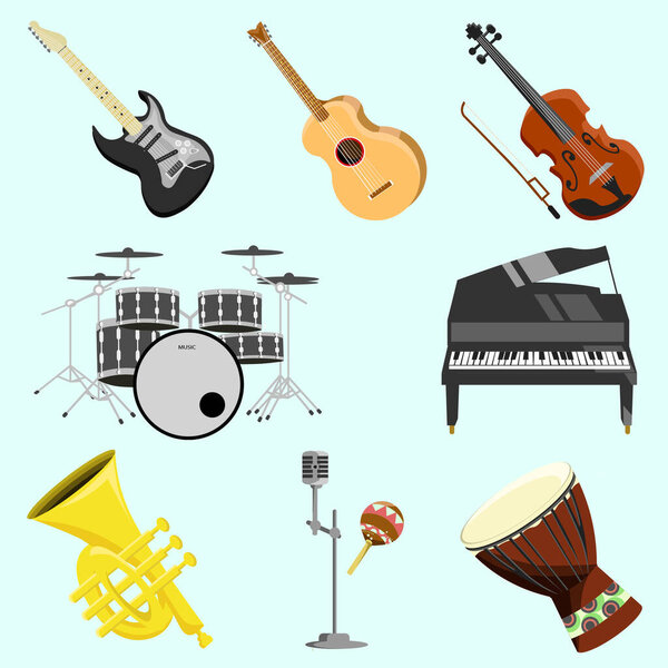 Conjunto Paquete Instrumentos Musicales — Vector de stock