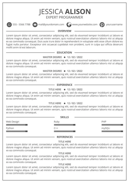 Özgeçmiş Minimalist Temiz Şablona Devam Et