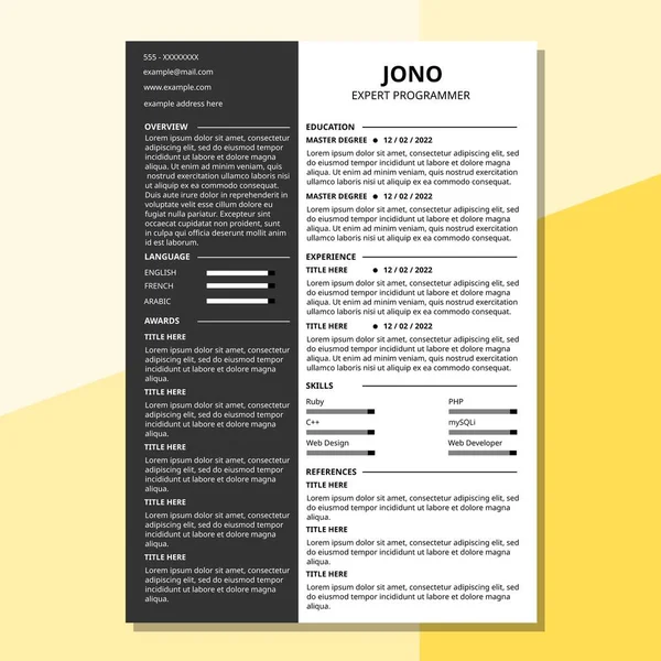 CV Şablon 2 'ye Devam Et Minimalist Temiz ve Karanlık