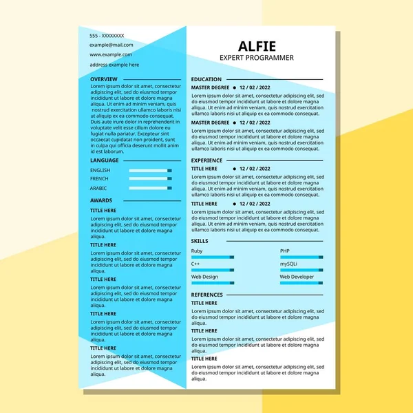 Özgeçmiş Şablonu 2 yan Minimalist Temiz Cyan Profesyonel.