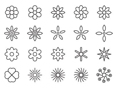 Minimalist çiçek ikonu vektör tasarım paketlerinin koleksiyonu