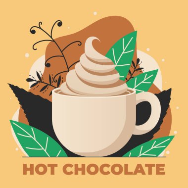 vector design of a cup of hot chocolate with cream on top clipart