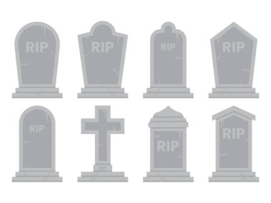 mezar taşı vektör illüstrasyonu ayarlandı