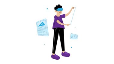 Matematik yapmak için vr kullanan insanların canlandırması