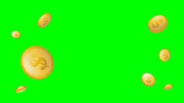 altın sikke animasyonu yeşil ekran arkaplanı