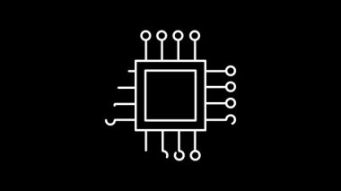 Siyah arkaplanda çip simgesi canlandırması