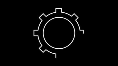 Siyah arkaplanda dişli simgesi canlandırması