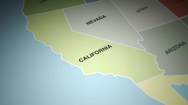 Usa Térkép Kapcsolja Állam Kalifornia — Stock videók