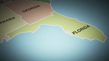 ABD haritası Florida eyaletine döndü. Yüksek kalite 4k görüntü