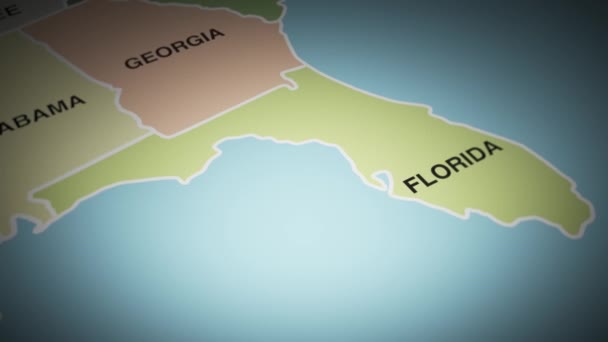 Ηπα Χάρτης Στρίψτε Στην Πολιτεία Της Φλόριντα Υψηλής Ποιότητας Πλάνα — Αρχείο Βίντεο