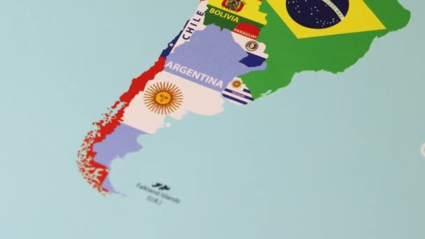 Аргентина Обозначает Флаг Страны Карте Мира Высококачественные Кадры — стоковое видео