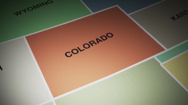 Usa Térképe Colorado Állam Ellen Fordul Kiváló Minőségű Felvételek — Stock videók