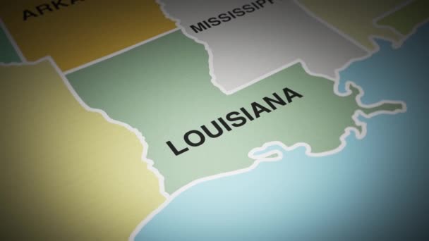 Usa Térképe Louisiana Állam Ellen Fordul Kiváló Minőségű Felvételek — Stock videók