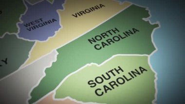 ABD haritası Kuzey Carolina 'ya döndü. Yüksek kalite 4k görüntü