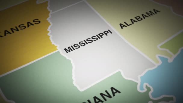 Amerika Térképe Bekapcsolja Mississippi Államot Kiváló Minőségű Felvételek — Stock videók