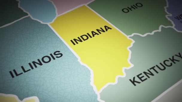 Die Karte Der Usa Zeigt Den Bundesstaat Indiana Hochwertiges Filmmaterial — Stockvideo