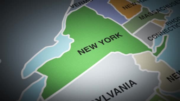 Ηπα Χάρτης Στρίψτε Στην Πολιτεία Της Νέας Υόρκης Υψηλής Ποιότητας — Αρχείο Βίντεο