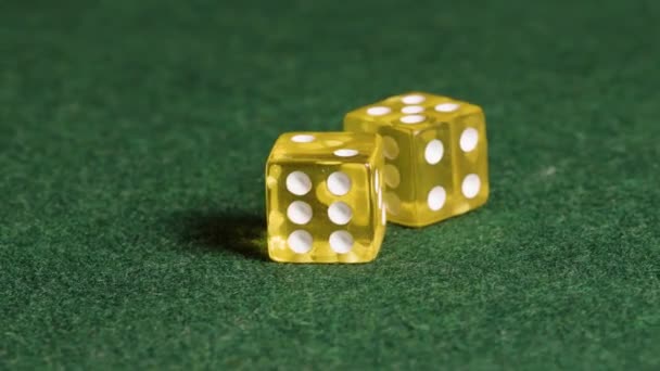 Yellow Transparent Pair Dice Green Background High Quality Footage — Stock Video