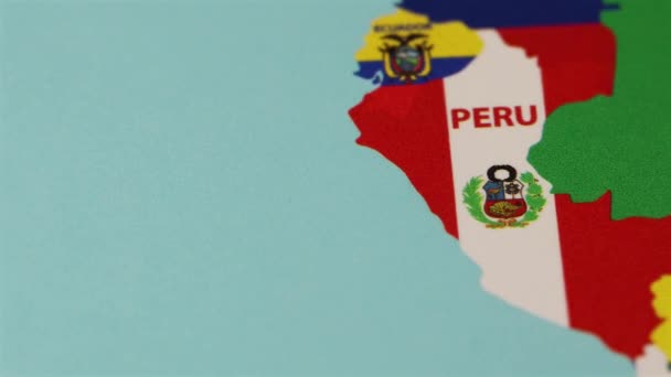 Peru Country Flag Outline World Map High Quality Footage — Αρχείο Βίντεο